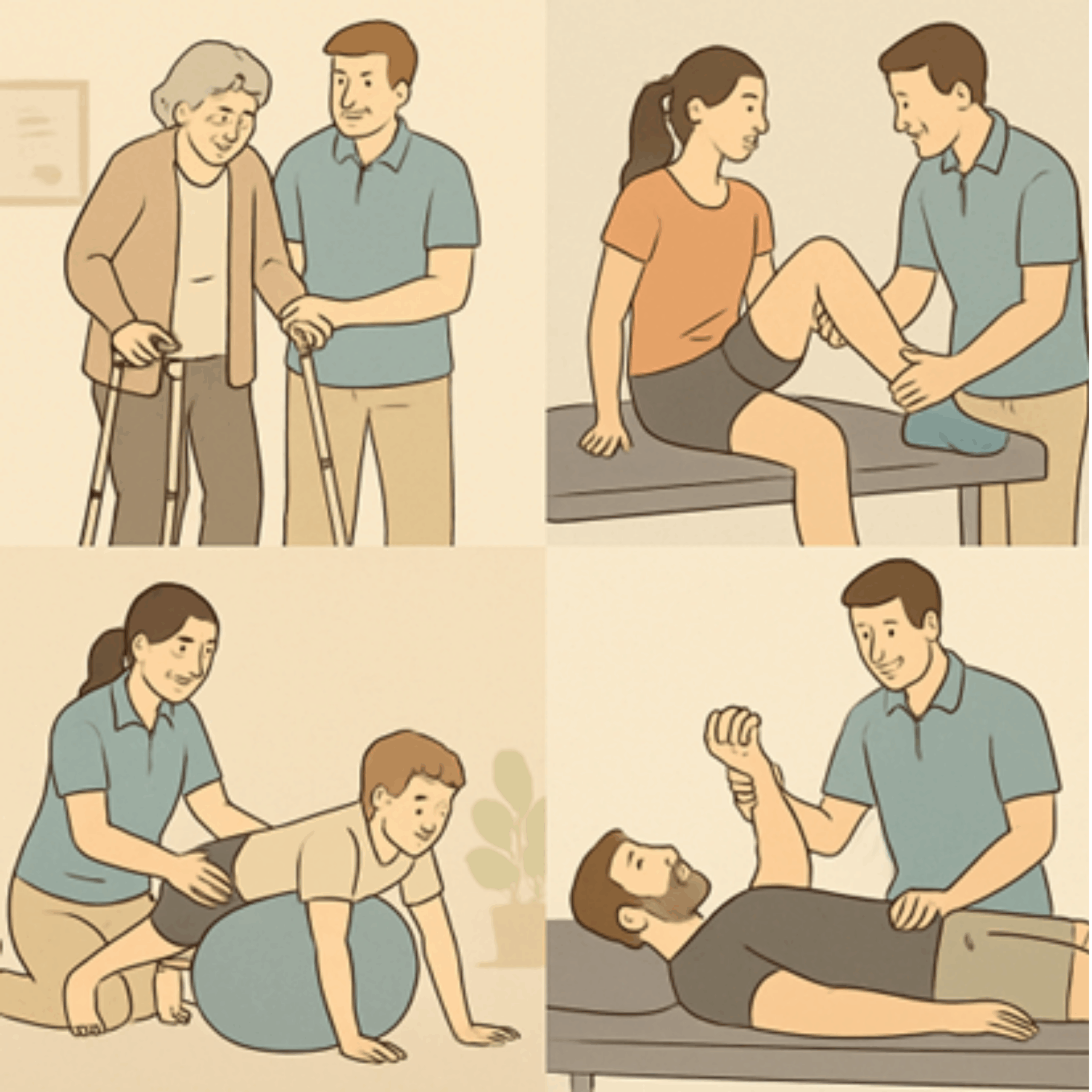 Animated Image people of different age working with physiotherapist Oakville